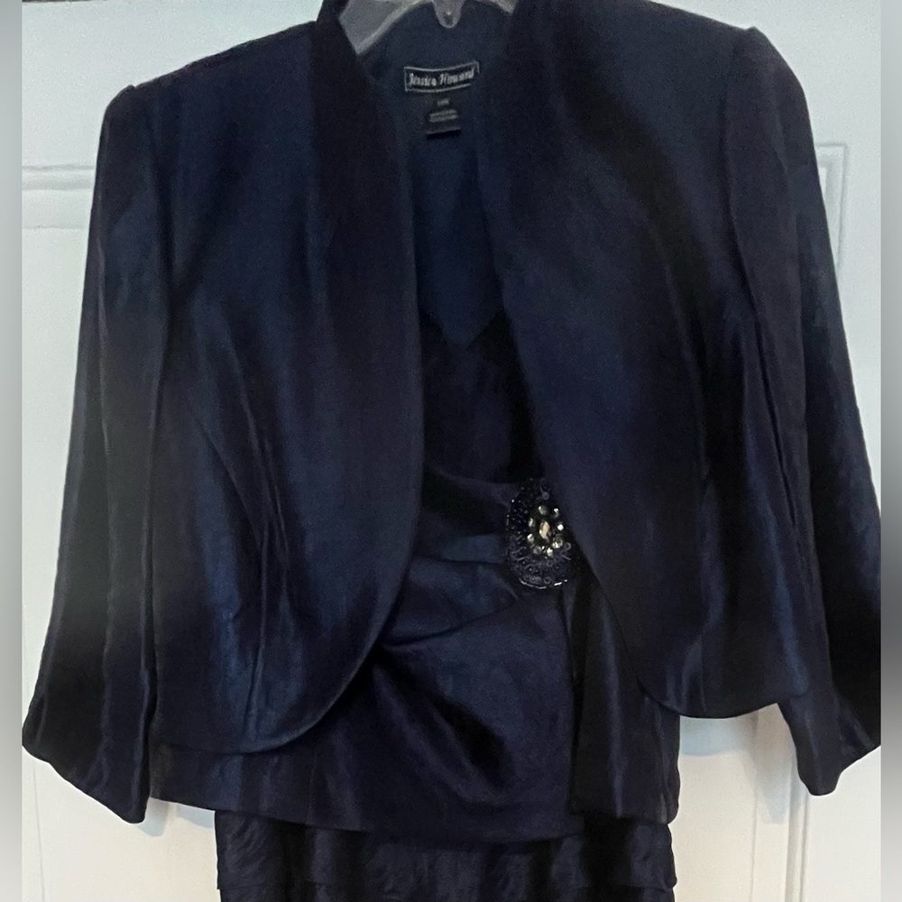 Jessica Howard Midnight Blue Dress with Jacket 14 W.